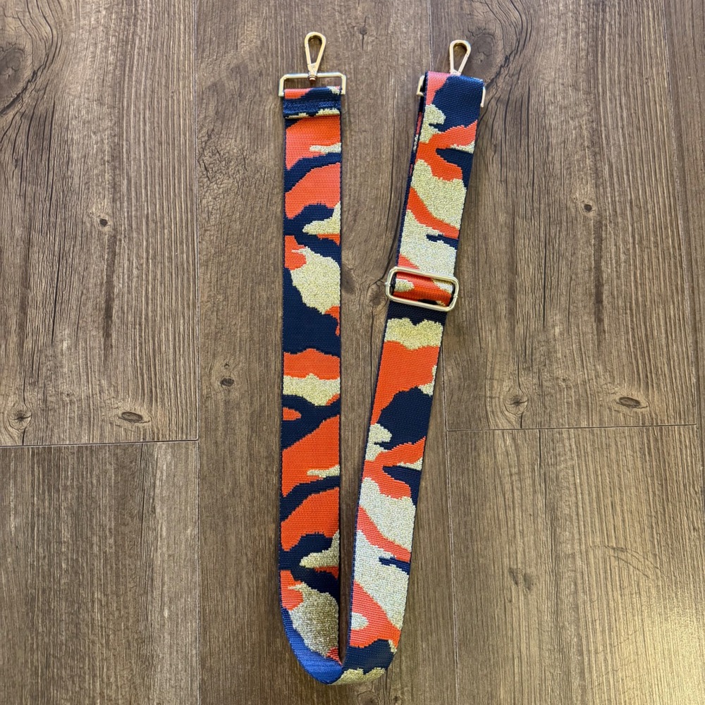 Ah-Dorned Crossbody Bag Strap Camo Orange Navy Gold Metallic Replacement